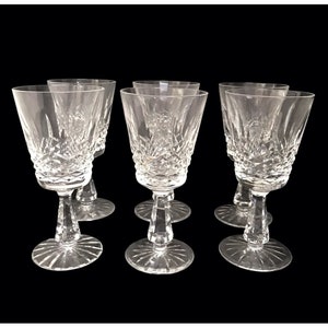 6 Waterford Ireland Crystal Kenmare Claret Wine Cut Glass Glasses Goblets 6&quot;