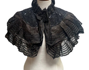 Antique Victorian Black Beaded Cape Capelet S. Carsley Co. Ltd. Montreal 1890s