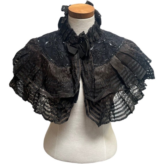 Antique Victorian Black Beaded Cape Capelet S. Carsley Co. Ltd
