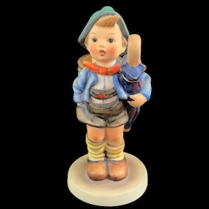 Vintage Goebel Hummel Figurine Home From Market Boy Umbrella Pig W Germany TMK-4