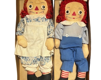 Johnny Gruelle&#39;s Georgene Novelties Raggedy Ann & Andy Dolls 22&quot; Original Boxes