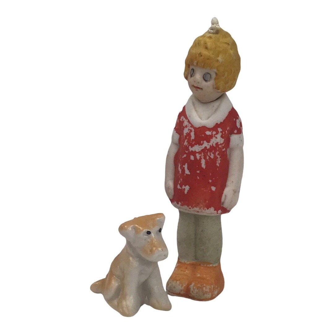 Little Orphan Annie & Dog Sandy Comic Nodder Antique Bisque Character