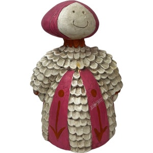 Vintage Mid Century Pink Figurine Of Woman Modernism Handmade Heavy Doorstop 9&quot;