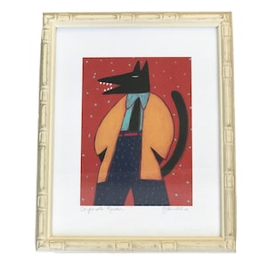 Corporativo Raider Jackal Animal Lápis Assinado Impressão Artista Gabriella Litografia