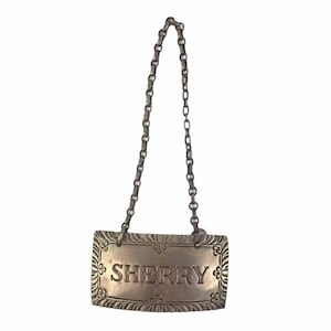 Vintage Stieff Williamsburg Sterling Silver Sherry Liquor Decanter Label Tag