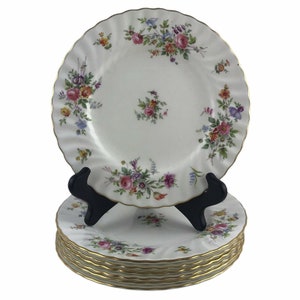 Vintage Minton China England Marlow Pattern Salad Lunch Plates Set of 7 7-7/8&quot;