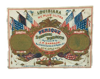 Antique Ca. 1875 J.P. Sazzarin New Orleans Ne Plus Ultra Tobacco Label Paper