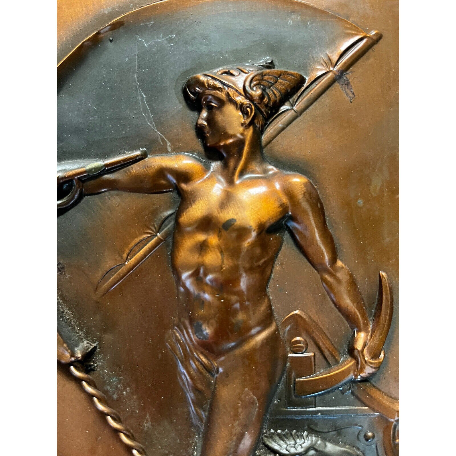 Miniature figure of the Greek god Hermes - with bronze color painted by Veronese