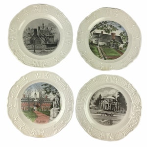 Four Vintage Colonial Williamsburg Historic Virginia Collector Plates Delano 10&quot;