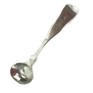 Antique Adams & Farnsworth Coin Silver Fiddle Handle Salt Spoon 1846-51 Webster