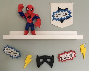 Superhero Garland - Boys room decor - kids room decor - Superhero bunting - Superhero room art