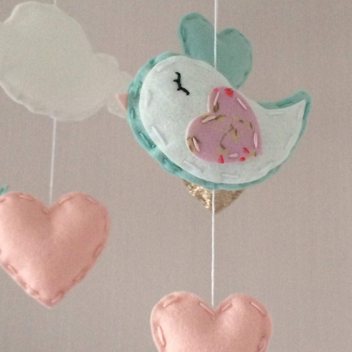 Baby mobile Baby girl mobile Cot mobile Heart mobile Etsy