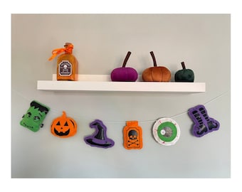 Halloween Garland - Frankenstein, Pumpkin, Witches hat, Potion, Eyeball and Witches legs - Halloween Decorations