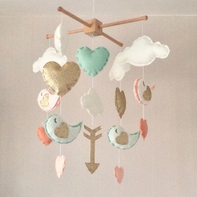 Baby Mobile Baby Girl Mobile Cot Mobile Heart Mobile Etsy