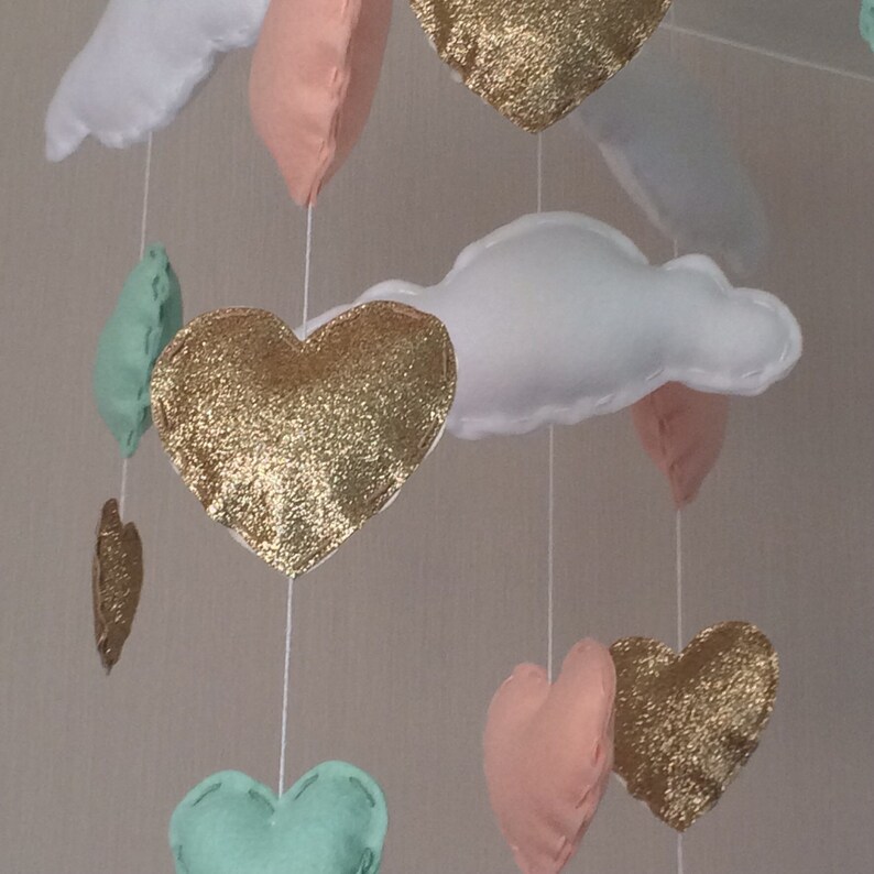 Baby mobile Baby girl mobile Cot mobile Heart mobile Etsy