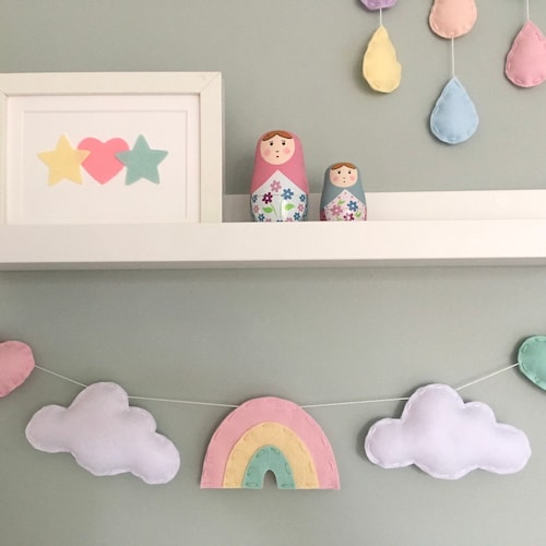 Pastel Rainbow Heart Garland Kids Decor Nursery Decor Etsy