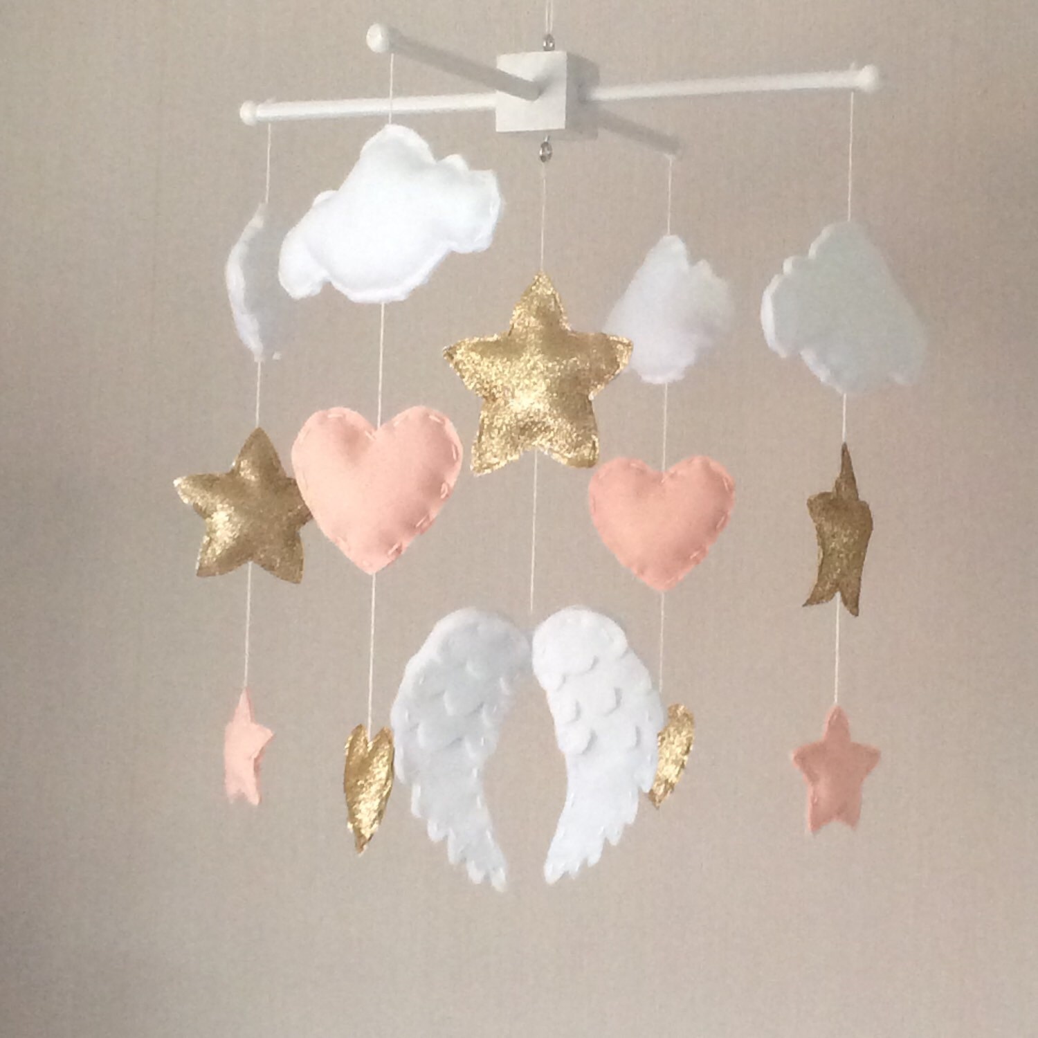 Baby mobile Baby girl mobile Cot mobile Angel wings Etsy