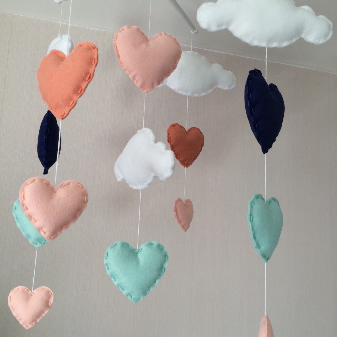 Baby Mobile Cot Mobile Clouds and Hearts Cloud Mobile Etsy
