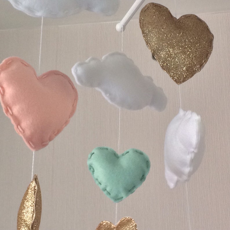Baby mobile Baby girl mobile Cot mobile Heart mobile Etsy