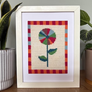 Beginner Needlepoint Kit - Craft kit for adults - Contemporary Needlepoint - Abstract Flower -