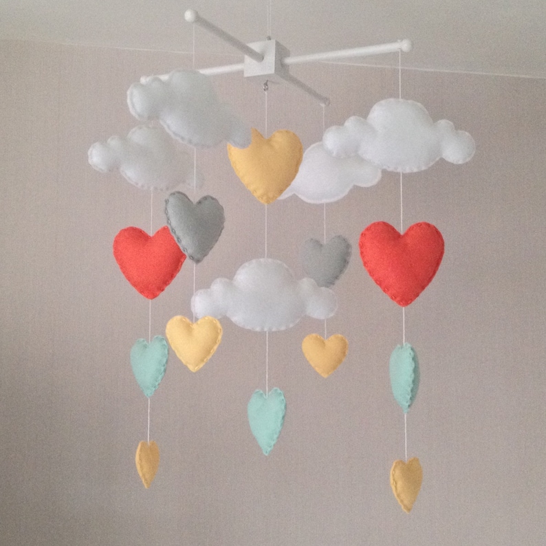 Baby Mobile Cot Mobile Clouds and Hearts Cloud Mobile Etsy