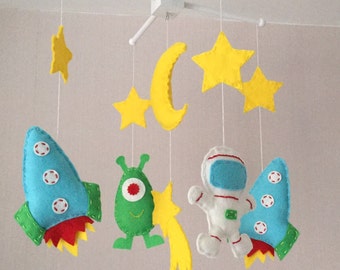 Space Mobile - Baby Mobile - Baby boy crib mobile - Cot Mobile -Nursery Decor - Boys Nursery - Space Nursery - Brights