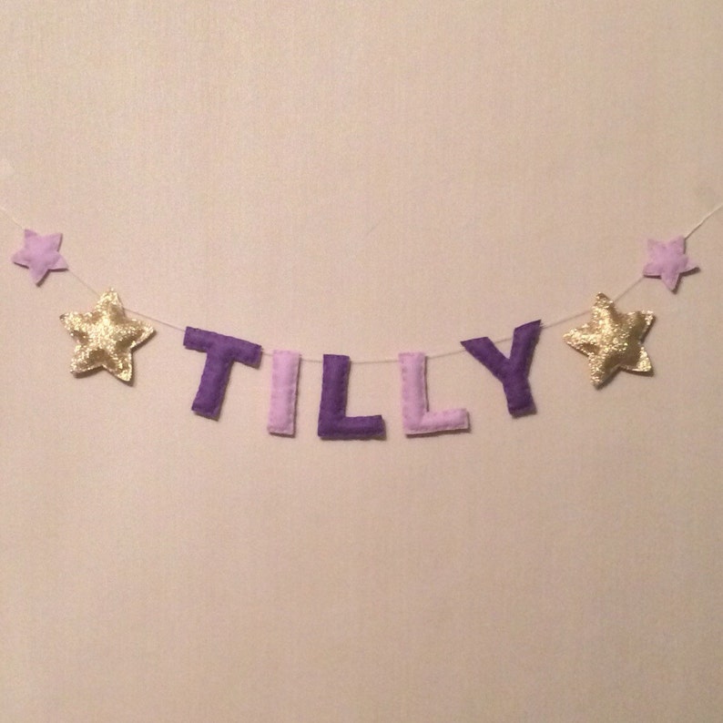 Name Sign Name Plaque Mini Bunting Personalised Bunting Stars Kids Room Decor Nursery Decor image 1