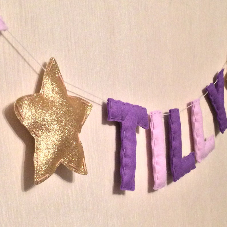 Name Sign Name Plaque Mini Bunting Personalised Bunting Stars Kids Room Decor Nursery Decor image 3