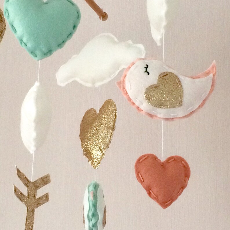 Baby Mobile Baby Girl Mobile Cot Mobile Heart Mobile Etsy