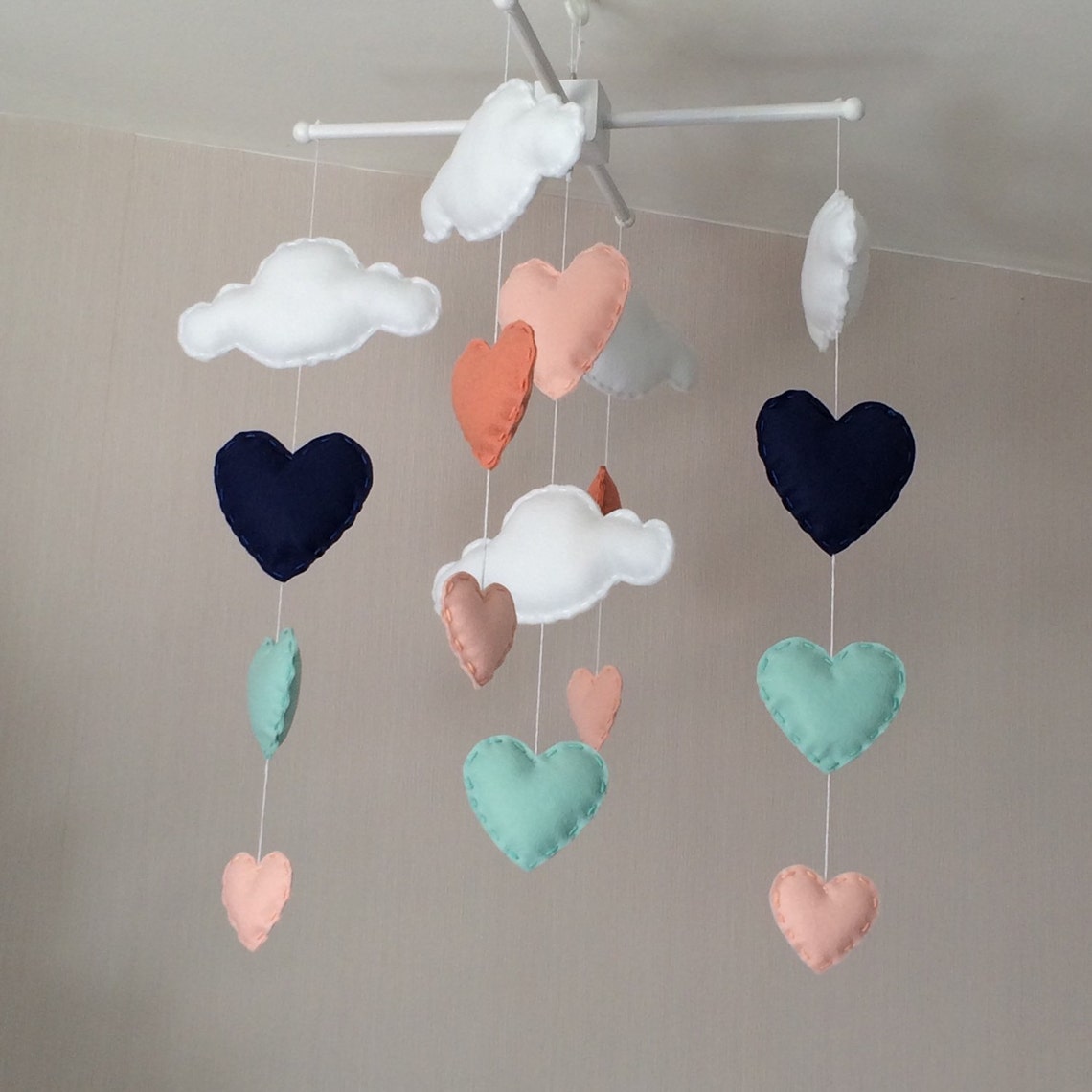 Baby Mobile Cot Mobile Clouds and Hearts Cloud Mobile Etsy