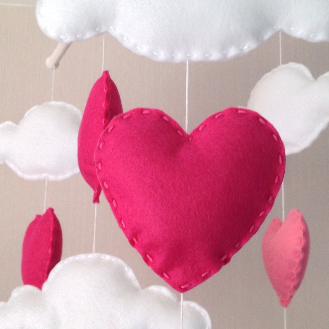 Baby Mobile Cot Mobile Clouds and Hearts Cloud Mobile Etsy