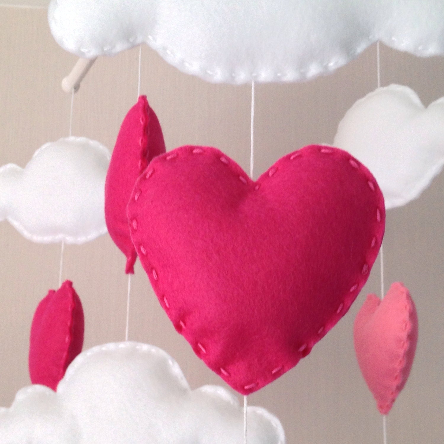 Baby Mobile Cot Mobile Clouds and Hearts Cloud Mobile Etsy