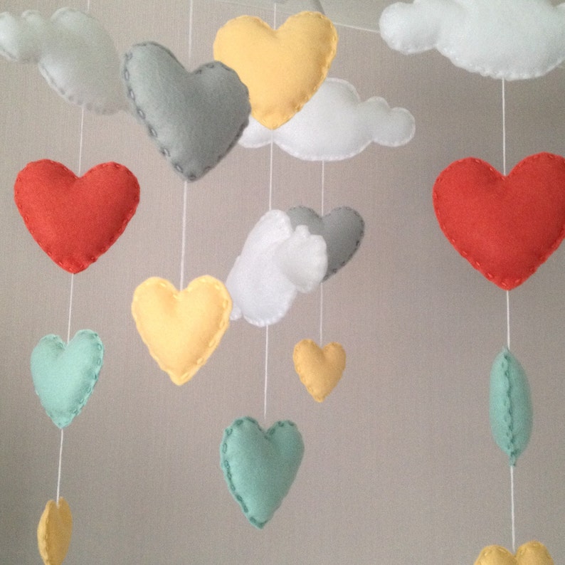 Baby Mobile Cot Mobile Clouds and Hearts Cloud Mobile Etsy