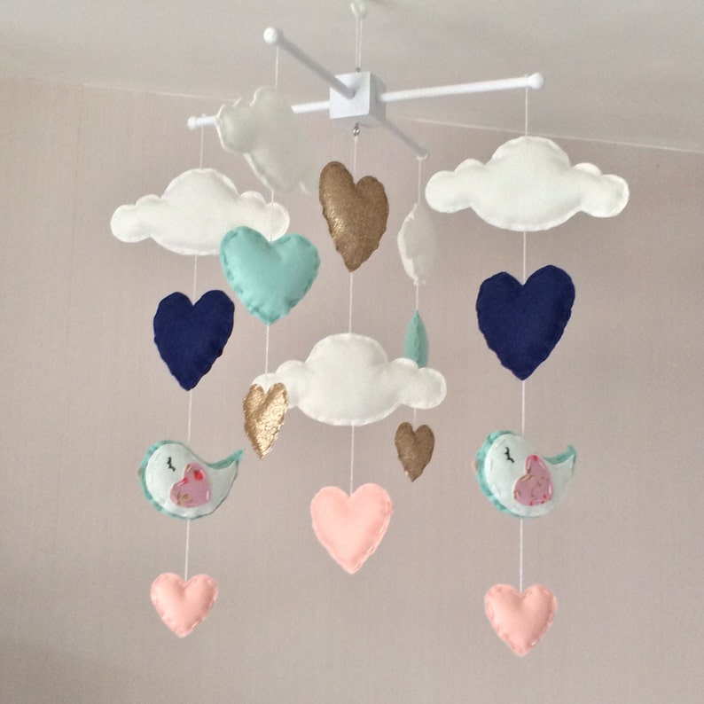 Baby Mobile Baby Girl Mobile Cot Mobile Heart Mobile Etsy UK