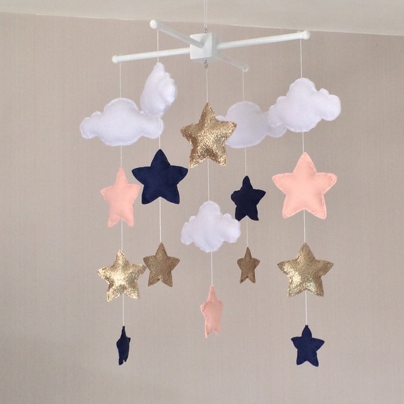 Baby mobile Baby girl mobile Cot mobile Cloud Mobile Etsy