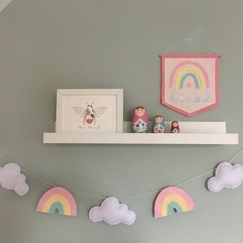 Pastel Rainbow Heart Garland Kids Room Decor Nursery Wall Etsy