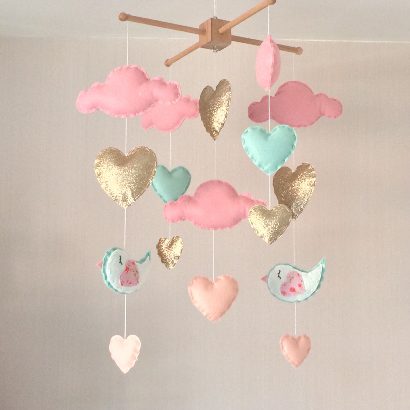 Baby mobile Baby girl mobile Cot mobile Heart mobile Etsy