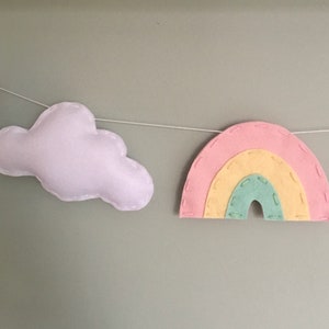 Pastel Rainbow, cloud and heart garland kids room decor nursery wall art rainbow baby gift nursery garland image 5