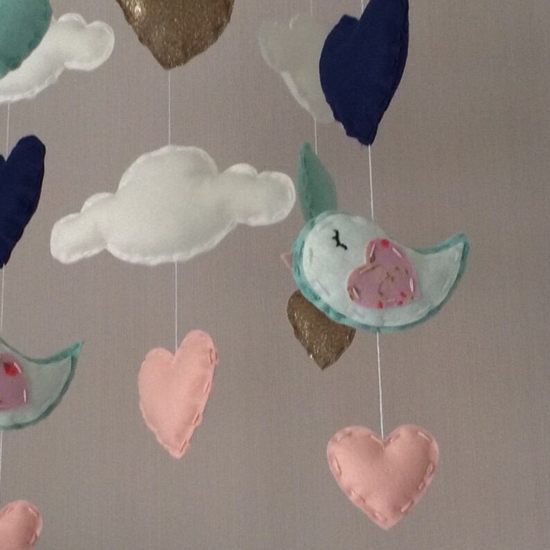 Baby Mobile Baby Girl Mobile Cot Mobile Heart Mobile Etsy UK