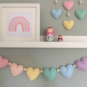 Pastel Rainbow Heart Garland - kids room decor - nursery wall art - rainbow baby gift - nursery garland