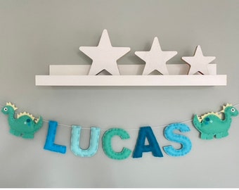 Name Sign  - Name garland  -Dinosaur garland  - Kids Room Decor - Nursery Decor - Dinosaur name sign - kids Dino decor