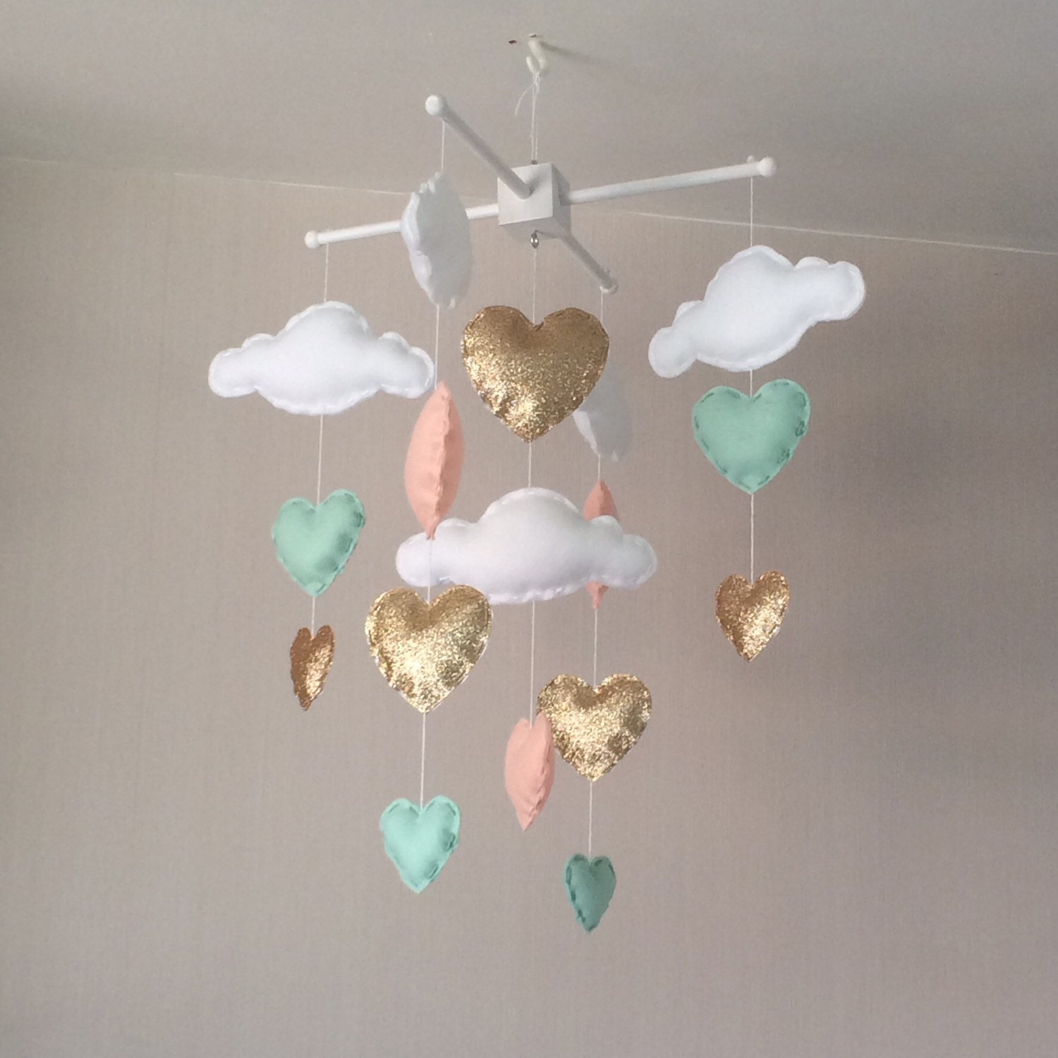 Baby mobile Baby girl mobile Cot mobile Heart mobile Etsy
