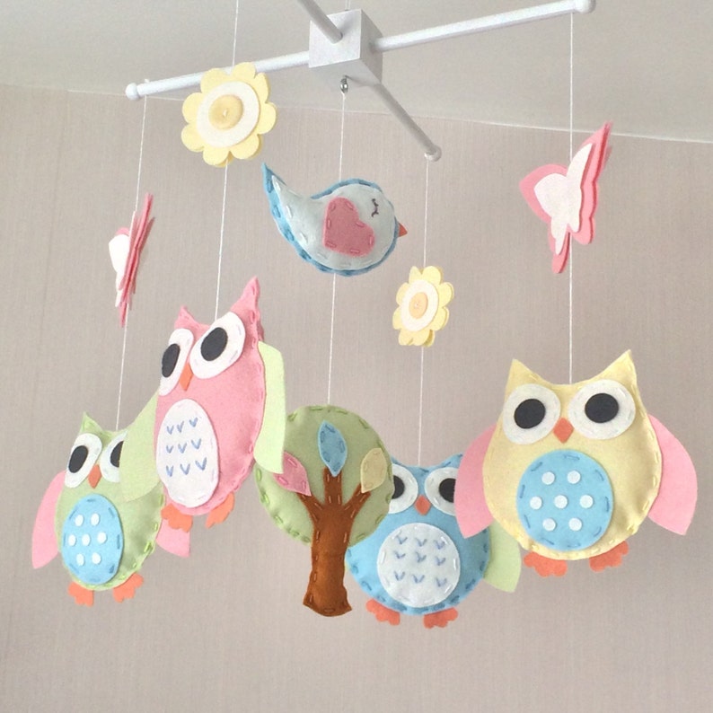 Baby Mobile Owl baby mobile Cot Mobile Baby girl mobile Etsy