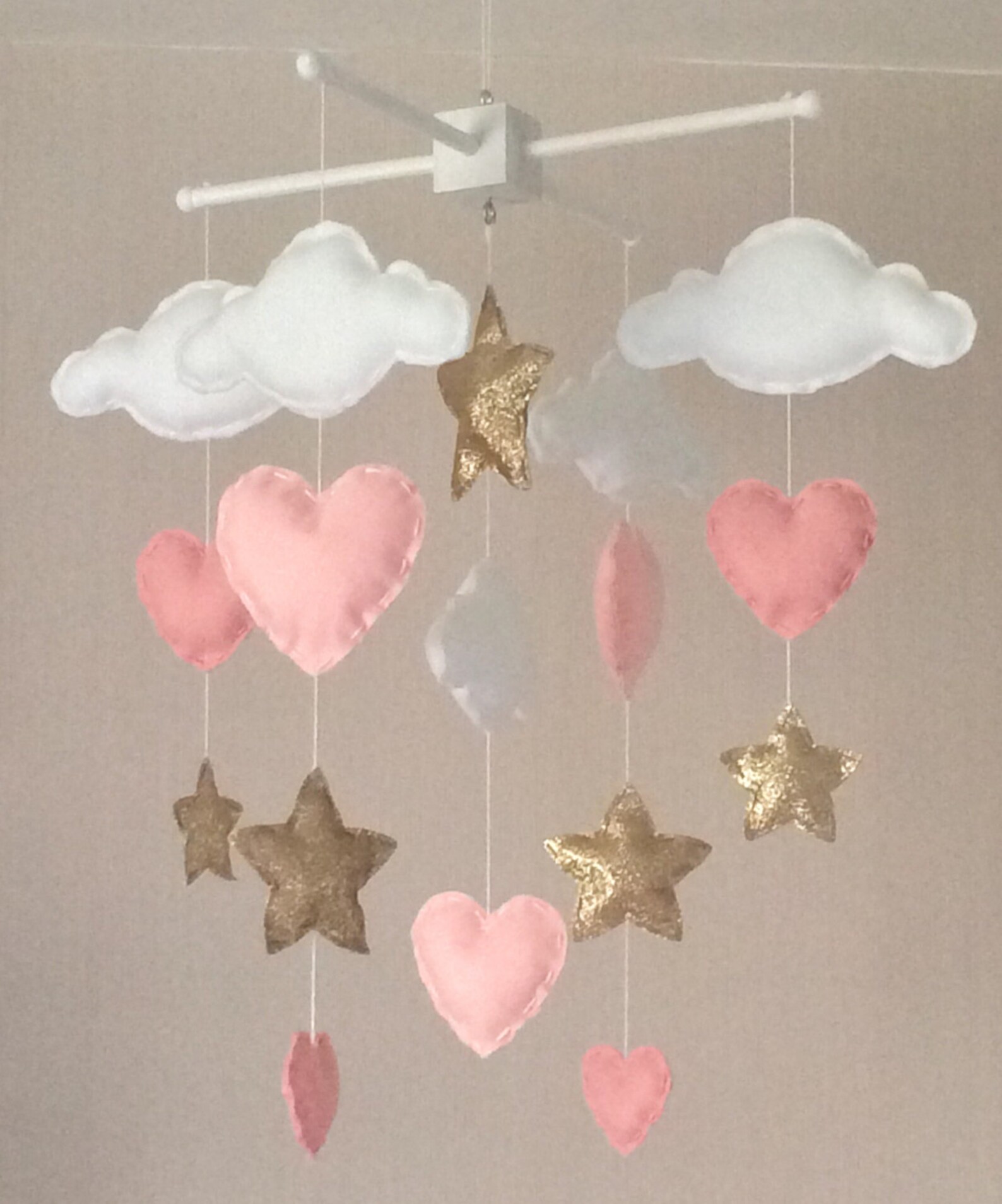 Baby Mobile Baby Girl Mobile Cot Mobile Stars and Hearts Etsy New Zealand