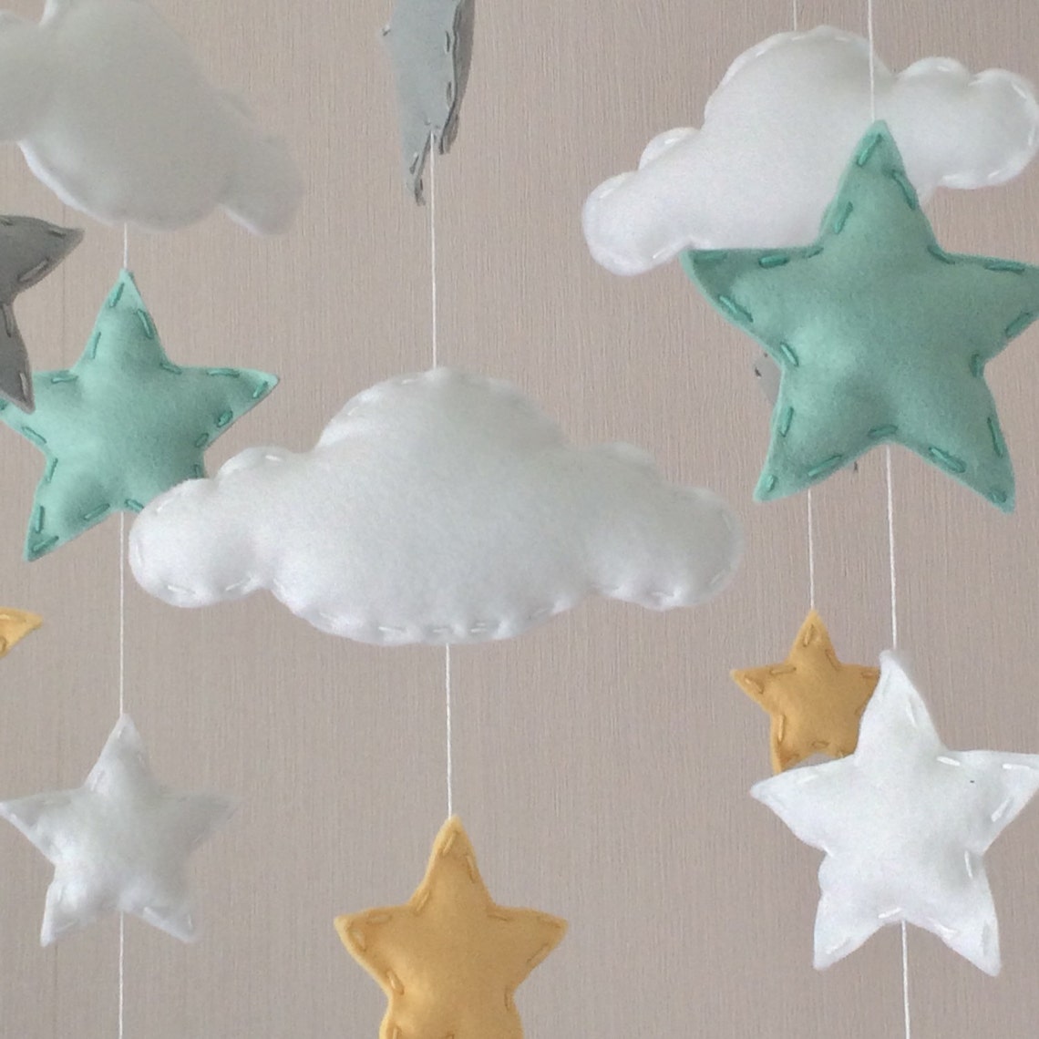 Baby Mobile Cot Mobile Clouds and Stars Cloud Mobile Etsy