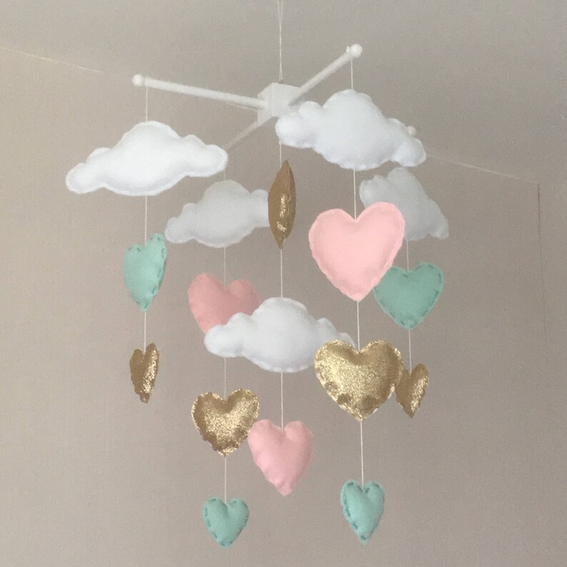 Baby mobile Baby girl mobile Cot mobile Heart mobile Etsy