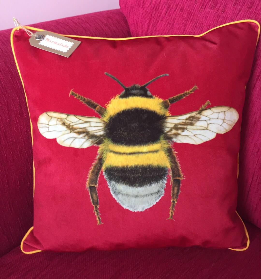 Handmade Shimmer Velvet Bee Cushion Cover Red - Etsy UK