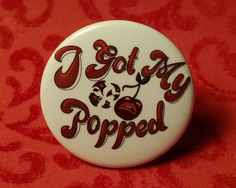 Rocky Horror Button 1.5", Cherry button, pin back punk rock, cult movie buttons, RHPS buttons; Rocky horror gifts