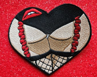 Rocky Horror Lips Garter Belt Patch; RHPS Patch; Rock horror; punk horror gothic booty patch; Rocky Horror Picture Show patch, heart butt