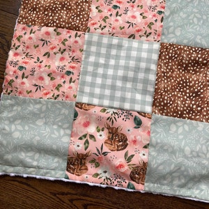 Baby Girl Bedding Set, Woodland Baby Bedding, Deer Nursery, Baby Shower Gift, Woodland animals baby bedding, pink mint, floral, deer hide